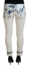 White Blue Cotton Skinny Women Tattered Denim Jeans Acht