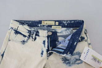 White Blue Cotton Skinny Women Tattered Denim Jeans Acht
