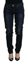 Blue Cotton Skinny Low Waist Women Casual Denim Jeans Acht
