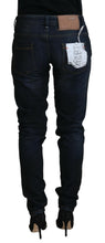 Blue Cotton Skinny Low Waist Women Casual Denim Jeans Acht