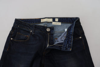 Blue Cotton Skinny Low Waist Women Casual Denim Jeans Acht