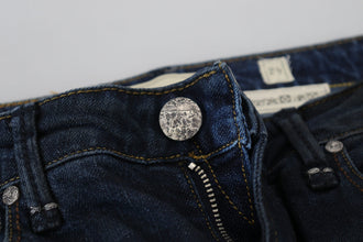 Blue Cotton Skinny Low Waist Women Casual Denim Jeans Acht