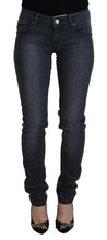 Gray Cotton Skinny Low Waist Women Casual Denim Jeans Acht