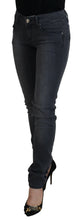 Gray Cotton Skinny Low Waist Women Casual Denim Jeans Acht