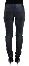 Gray Cotton Skinny Low Waist Women Casual Denim Jeans Acht