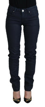 Blue Cotton Skinny Low Waist Women Casual Denim Jeans Acht