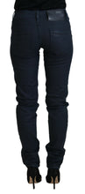 Blue Cotton Skinny Low Waist Women Casual Denim Jeans Acht