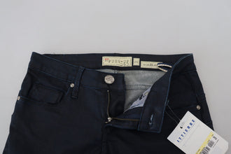 Blue Cotton Skinny Low Waist Women Casual Denim Jeans Acht
