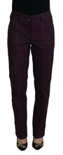 Purple Cotton Mid Waist Women Tapered Pants BENCIVENGA
