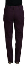 Purple Cotton Mid Waist Women Tapered Pants BENCIVENGA