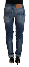 Blue Washed Cotton Low Waist Women Casual Jeans Acht