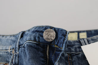 Blue Washed Cotton Low Waist Women Casual Jeans Acht