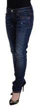 Blue Washed Cotton Low Waist Women Casual  Jeans Acht