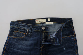 Blue Washed Cotton Low Waist Women Casual  Jeans Acht