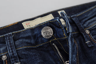 Blue Washed Cotton Low Waist Women Casual  Jeans Acht
