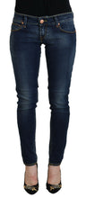 Blue Cotton Low Waist Skinny Women Casual Jeans Acht