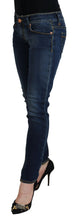 Blue Cotton Low Waist Skinny Women Casual Jeans Acht