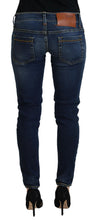 Blue Cotton Low Waist Skinny Women Casual Jeans Acht