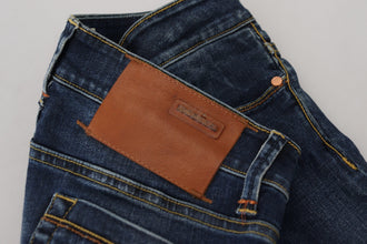 Blue Cotton Low Waist Skinny Women Casual Jeans Acht