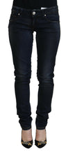 Blue Cotton Low Waist Slim Fit Women Casual Jeans Acht