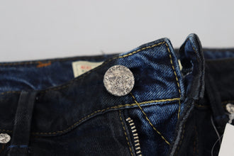 Blue Cotton Low Waist Slim Fit Women Casual Jeans Acht