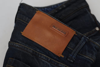 Blue Cotton Low Waist Slim Fit Women Casual Jeans Acht