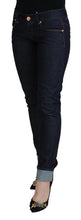 Blue Cotton Low Waist Slim Fit Women Casual Jeans Acht