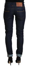 Blue Cotton Low Waist Slim Fit Women Casual Jeans Acht
