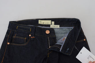 Blue Cotton Low Waist Slim Fit Women Casual Jeans Acht
