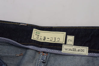 Blue Cotton Low Waist Slim Fit Women Casual Jeans Acht