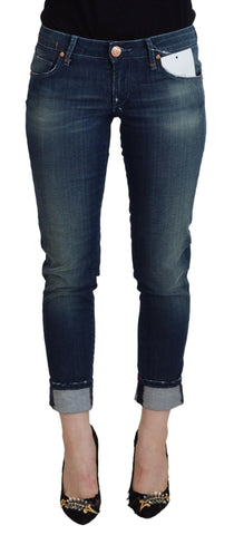 Blue Cotton Slim Fit Women Casual Denim Jeans Acht