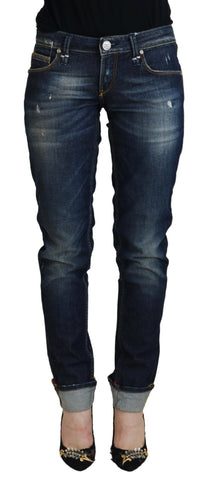 Blue Cotton Slim Fit Women Casual Denim Jeans Acht