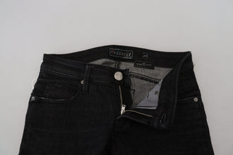 Black Cotton Slim Fit Women Casual Denim Jeans Acht