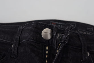 Black Cotton Slim Fit Women Casual Denim Jeans Acht