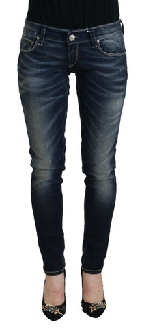 Blue Washed Cotton Slim Fit Women Denim Jeans Acht