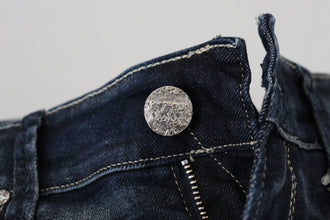 Blue Washed Cotton Slim Fit Women Denim Jeans Acht