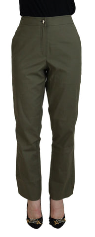 Green Cotton High Waist Women Tapered Pants LAUREL