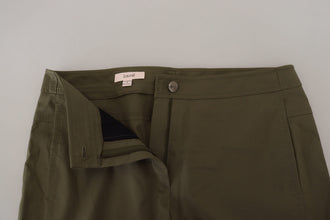Green Cotton High Waist Women Tapered Pants LAUREL