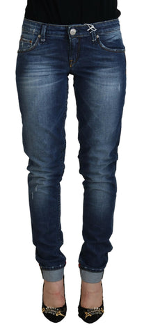 Blue Washed Cotton Slim Fit Women Denim Jeans Acht