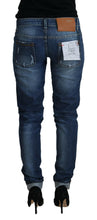 Blue Washed Cotton Slim Fit Women Denim Jeans Acht