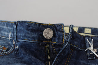 Blue Washed Cotton Slim Fit Women Denim Jeans Acht
