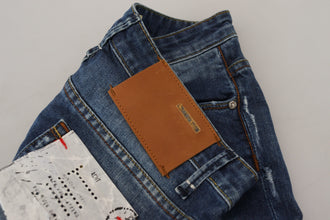Blue Washed Cotton Slim Fit Women Denim Jeans Acht