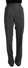 Gray High Waist Women Wool Pants Dolce & Gabbana