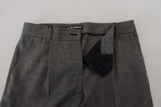 Gray High Waist Women Wool Pants Dolce & Gabbana