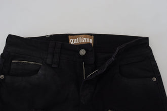 Black Cotton Mid Waist Skinny Slim Fit Denim Jeans John Galliano
