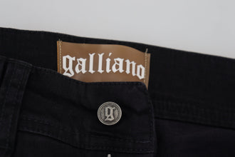 Black Cotton Mid Waist Skinny Slim Fit Denim Jeans John Galliano