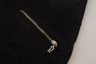 Black Cotton Mid Waist Skinny Slim Fit Denim Jeans John Galliano