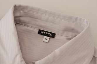 Light Gray Stripes Cotton Sleeveless Collared Top Ferre