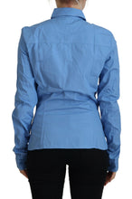 Blue Cotton Long Sleeves Collared Button Down Top Ferre