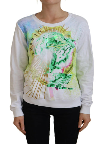 White Graphic Print Long Sleeves Sweater Versace Jeans